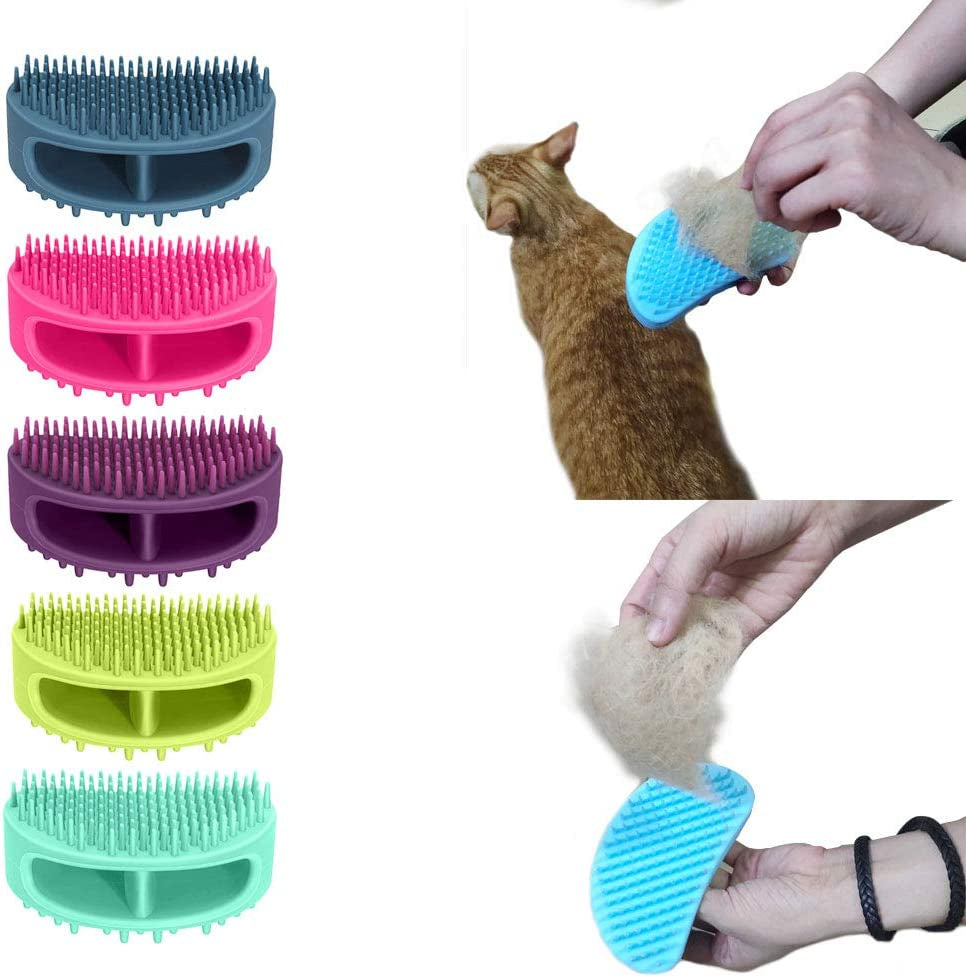 Dog Brush & Cat Brush, Soft Silicone Dog & Cat Grooming Brush, Pet Bath & Massage Brush for Cats and Dogs with Short or Long Hair, Cat Slicker Shedding Hair Brush Teal